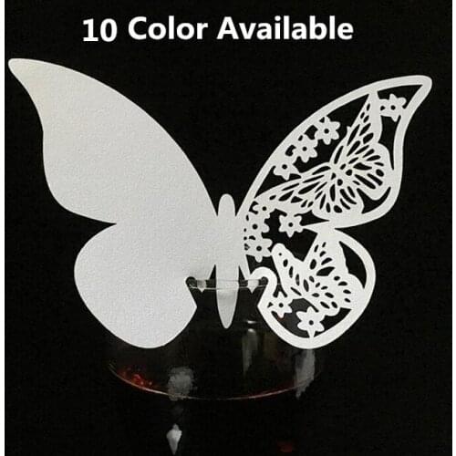 Free Shipping 500PCS/LOT Laser Cutting Butterfly Wine Glass Card Cup Place Card Name Card Wedding Favors And Gifts
