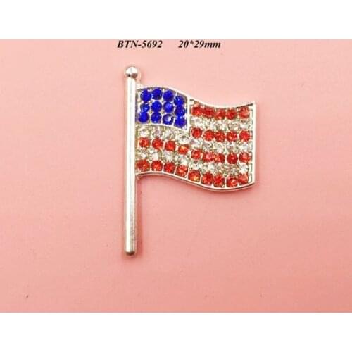 Free shipping flatback USA flag rhinestone button 50PCS/lot for hair accessary (BTN-5692)