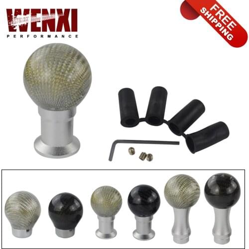 Free Ship Universal Real Carbon Fiber BALL Lever Shifter Stick Aluminum Gear knob Manual Transmission Aluminum Gear Shift Knob