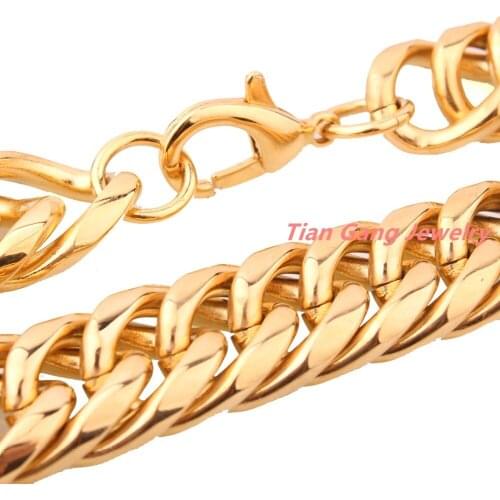 New Heavy 7"-40" 20mm 316L Stainless Steel Gold Curb Cuban Chain Mens Womens Necklace Or Bracelet Charming Jewelry