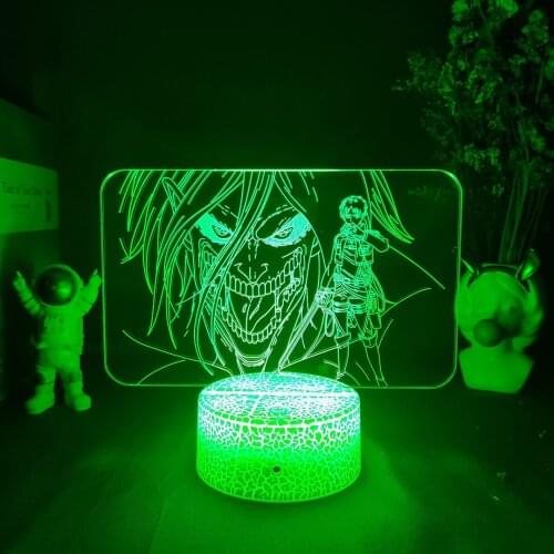 Anime Attack on Titan Figure Eren Jaeger Led Night Lights Friend Gifts Manga RGB Colorful 3D Lava Lamp Bedroom Table Decoration