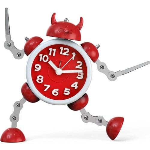 Childrens Alarm Clock, Robot Alarm Clock, Childrens Analogue Alarm Clock,Silent Alarm Clock Gift for Children