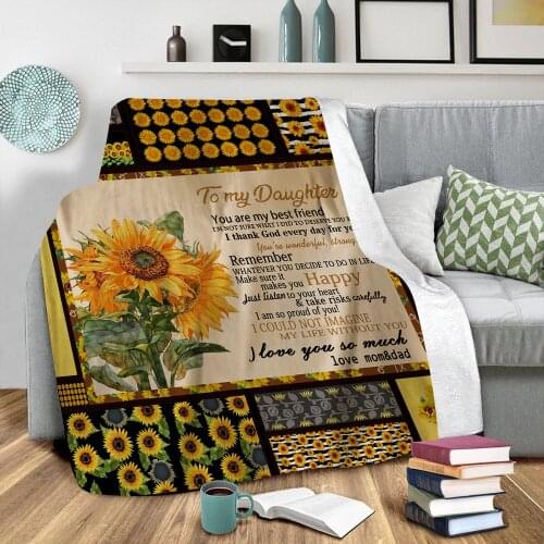 Plant Flower Sunflower Pattern Printed Flannel Heating Anti Pilling Blanket Home Travel Office Lunch Break Portable Blanket