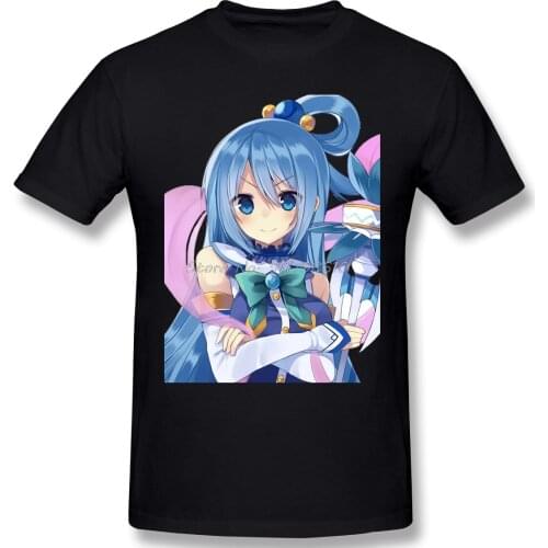 Aqua - Konosuba T Shirt White Serail Experiments Lain Sad Printed Tshirt Summer TShirt Anime Men Tee Streetwear Harajuku