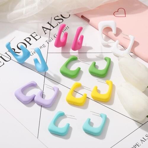 New Acrylic Resin Pattern Vintage Earrings Hoop Women Geometric Circle Green Blue Yellow Hoop Earrings Jewelry Accessories