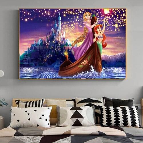Disney Princess Oil on Canvas Painting on The Wall Art Poster and Print Wall Art Picture for Living Room Home Decoration
