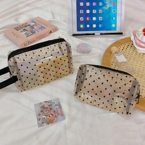 Kawaii Heart Storage Bag Large Capacity Portable Cosmetic pencil eyebrow pencil Sundries School Stationery Storage Bag