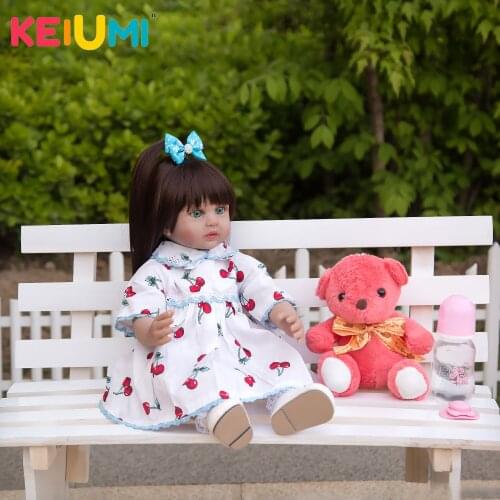 KEIUMI 19 Inch New Design Realistic Reborn Baby Doll Cloth Body With Red Bear Baby Toy For Girl Child DIY Birthday Gifts