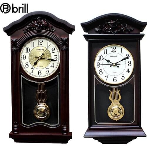 Chinese Creative Large Wall Clock Retro Shabby Chic Vintage Style European Solid Wood Wall Watches Home Decor Living Room Gift