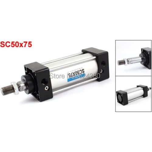 SC50x75 1/4" PT Join Pipe 50mm Bore 75mm Stroke Single Rob Double Action Thin Type Pneumatic Air Cylinder