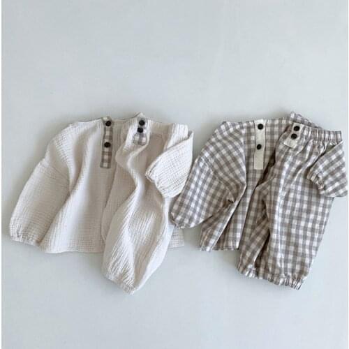 Children Clothing Kids Clothes 2pcs Shirt+Linen Pants Girls Toddler Boys Baby Summer Spring Casual Sets Tops Korean