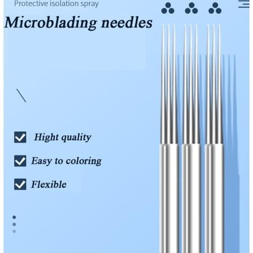 Hot 10pcs Permanent Makeup Machine Needles Eyebrow Microblading Tools Black Three Round Needle For Eyebrow Lip Tattoo Tools
