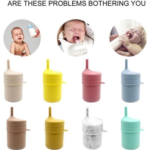 Multifunctional Soft Silicone Childrens Straw Cup Water Cup Training Cup Feeding Cup Drinkware For Toddlers Infant Baby