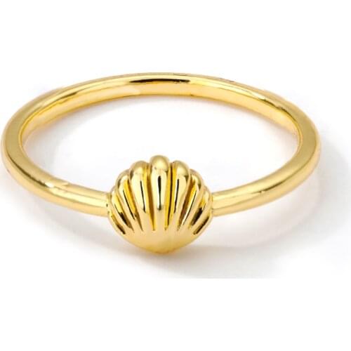 2021 Fashion Stainless Steel Gold Color Shell Rings For Women Shell Shape Crown Ring Engagement Wedding Jewelry New Year Gift