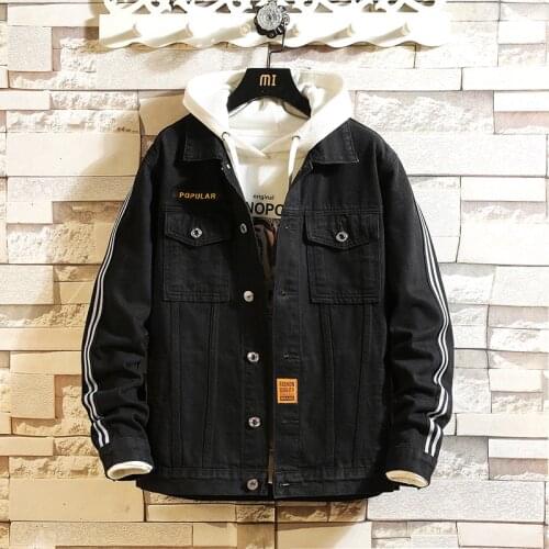 Mens denim locomotive jacket 2021 spring autumn mens fashion casual slim lapel solid color stitching denim jacket men coats