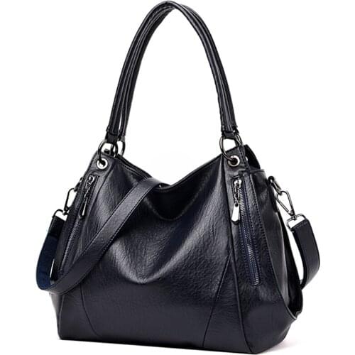 Soft Large Black Shoulder Messenger Bag for Women Zipper Luxury Brand Faux Leather Designer Daily Purses and Handbags Sac a Main