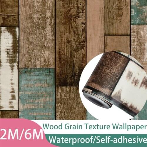 Industrial Wind Wood Grain Texture Wallpaper Vinyl Contact Self-Adhesive Waterproof Furniture Renovation Home Decorative Stricks