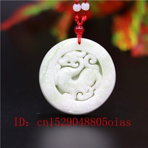 Natural White Chinese Jade Dragon Pendant Necklace Charm Jewellery Carved Amulet Fashion Accessories Gifts for Women Men