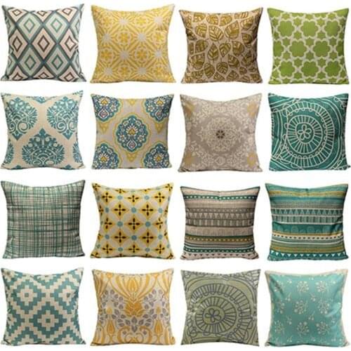 New Design Pillows Hot Sale Vintage Geometric Flower Cotton Linen Throw Pillow Case Cushion Cover Home