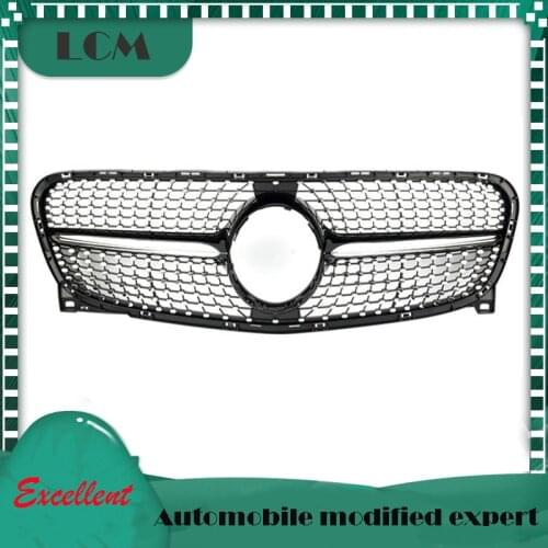 Diamond Look Front Bumper Racing Grille For-Mercedes For-Benz GLA-class X156 GLA180 GLA200 GLA250 GLA45 2014-2016 with Emblem