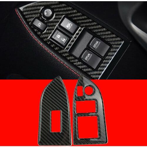 Real Carbon Fiber Armrest Window Lift Cover Trim for Toyota 86 SUBARU BRZ RX08