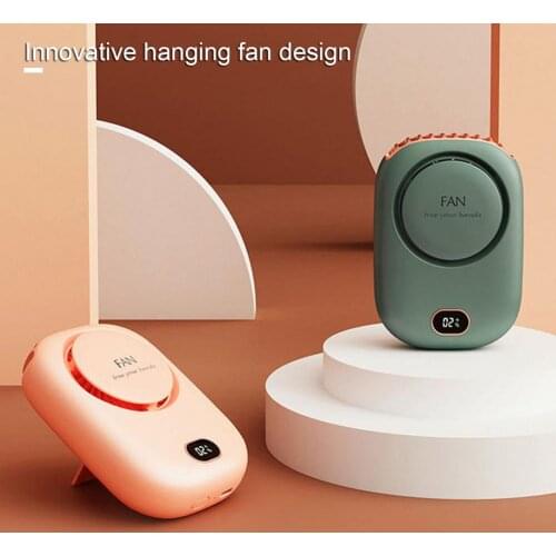 Portable Bladeless Neck Fan USB Rechargeable Mini Silent Cooling Fans 3 Speeds Adjustable Waist Fan Outdoor Travel Air Cooler