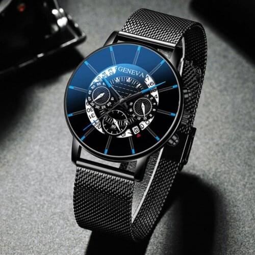 Reloj Hombre Fashion Relogio Masculino2021 Luxury Stainless Steel Mesh Strap Quartz Mens Watch Business Casual Montre Homme