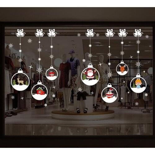 Merry Christmas Wall Stickers New Year Decoration Shop Window Stickers Noel Christmas Decorations for Home Natal 2020 New