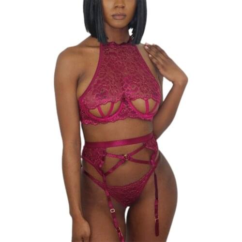 Sexy Lingerie Women Nightwear Hollow Round Neck See-Through Floral Sling Bodysuit Bandage T-Back Erotic Sex Costume