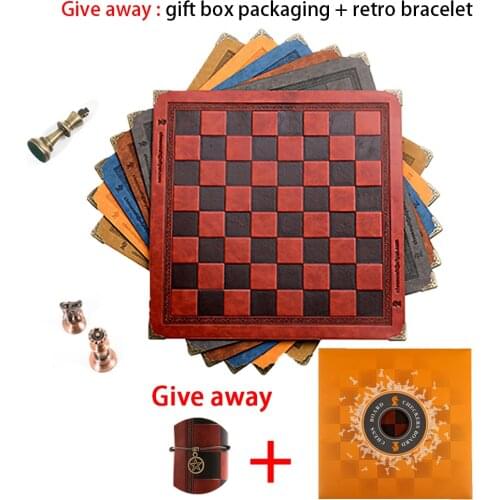 6 Different Colours Chess Board Unique Design Embossed Pattern Leather Chess Game Mat General Universal Portable