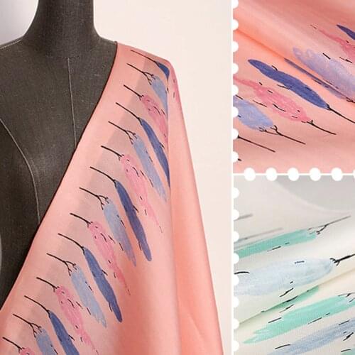 142CM Wide 14MM Print Orange Green Stiff Silk Organza Fabric for Summer Spring Jacket Dress Skirt DE1407