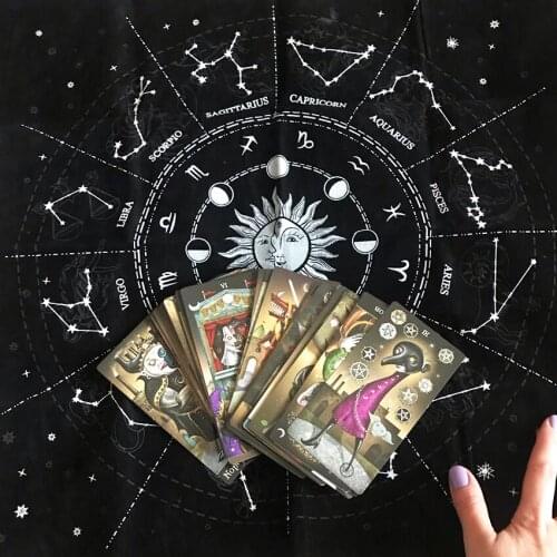 1PC 12 Constellations Tarot Card Tablecloth Velvet Divination Altar Board Game Fortune Astrology Oracles Cards Cloth
