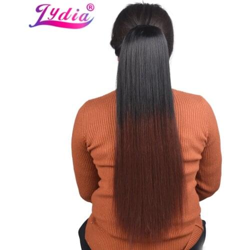 Lydia Heat Resistant Synthetic 18"-24" Silky Straight Hair With Two Plastic Combs Ponytail Extensions All Colors Available