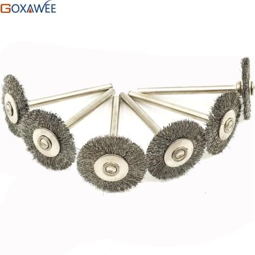 GOXAWEE 100pcs For Dremel Rotary Wire Brushes Wheels Set 3.0mm Shank For Dremel Accessories Wood Metalwoking Tools