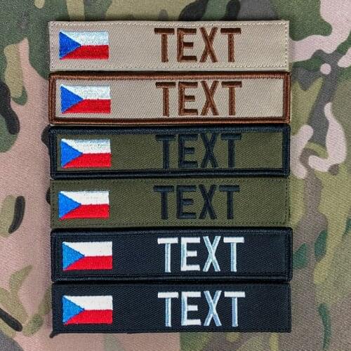 Czech Republic Flag Embroidery Custom Name Tape Patch Hook And Loop Multicam Green ACU Black AU FG Tan
