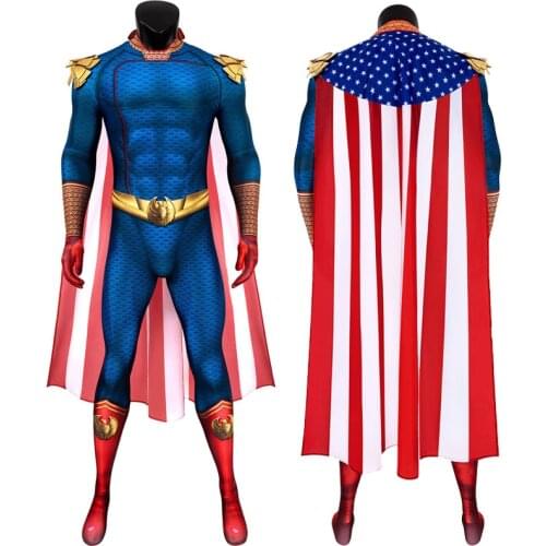 Adult Men Boys Homelander Jumpsuit Cosplay Costume Halloween Masquerade Party Cool Bodysuit