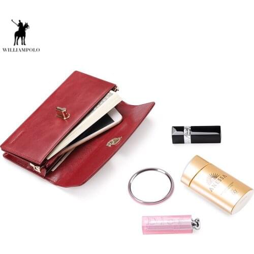 Williampolo wallet Women Long fashion wild genuine leather ladies hand bag phone bag large capacity shoulder diagonal bag wallet