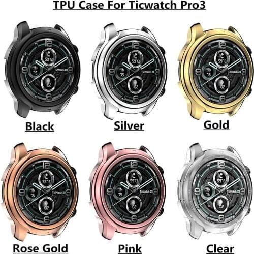 Scratch-Proof Soft TPU Protector Watch Case for Ticwatch Pro 3 High Strength Protection Bumper Shell Smartwatch Accessories