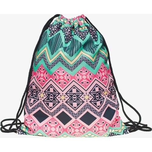 Shoulder bag women 3D digital printing fabric Shopping bag UNISEX bag bundle backpack drawstring men pocket oxford fashion new