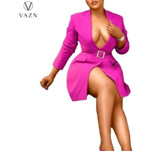 VAZN 2021 Autumn Suit Dress Plus Size High-end Sweet Office Lady Solid Young Free Full Sleeve Nature Young Vestidos For Female