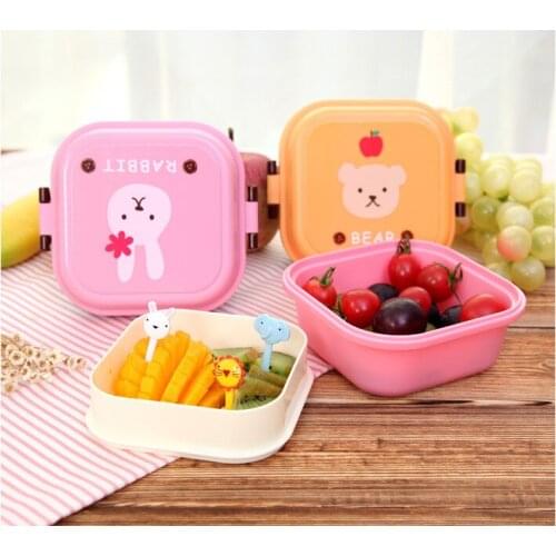 1PC Cute Double Layer Plastic Lunch Bento Box High Heat Resistance Microwave Lunchbox Food Container LF 060
