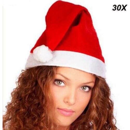30Pcs/Lot Holiday show Christmas hats adult children hats non-woven Santa Claus hats red party hats ornaments headwear