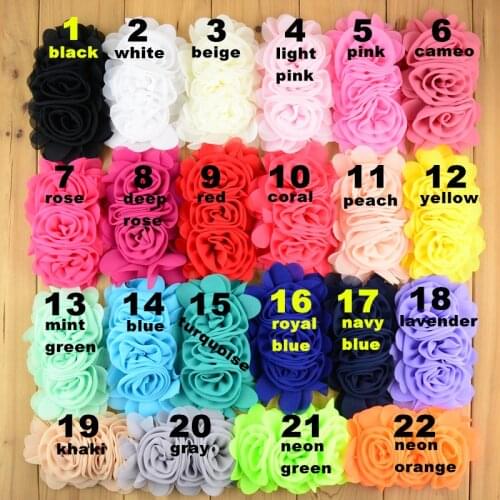 300pcs/lot 14cm*8.0cm DIY Chiffon Rosette Flower for girl Headband Hair Accessories Women Clothes Decoration 22 Colors TH203