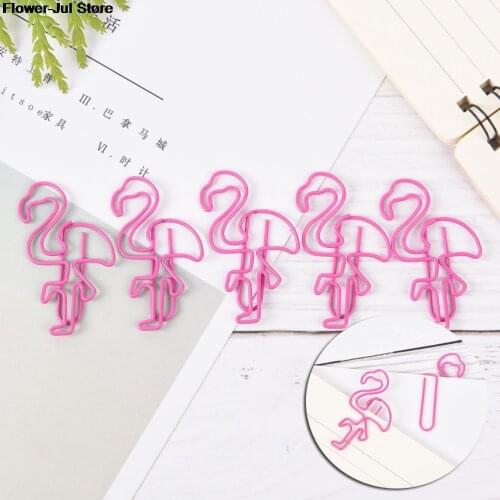 5PCS/LOT Flamingos Pineapple Shape Paper Clips Funny Kawaii Bookmark Office School Stationery Marking Clips