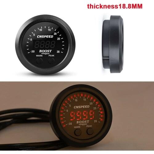 52mm Digital -30in/Hg-35psi Electronic Turbo Boost Gauge Ultra-Thin High Performance Turbo Boost Meter Vacuum Gauge Led Display