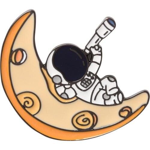 Astronaut and Whale Enamel Pin Adventure Ocean Drifting Wishing Bottle Brooches Bag Lapel Pin Badge Jewelry Gift for Friends