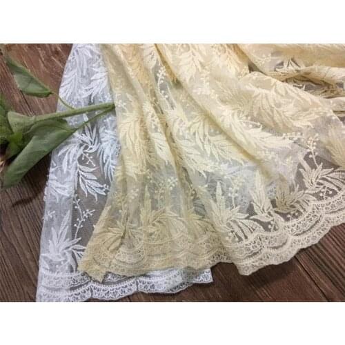 White/Apricot Mesh Lace Embroidery Embroidery Lace Cut piece About 100*100cm piece