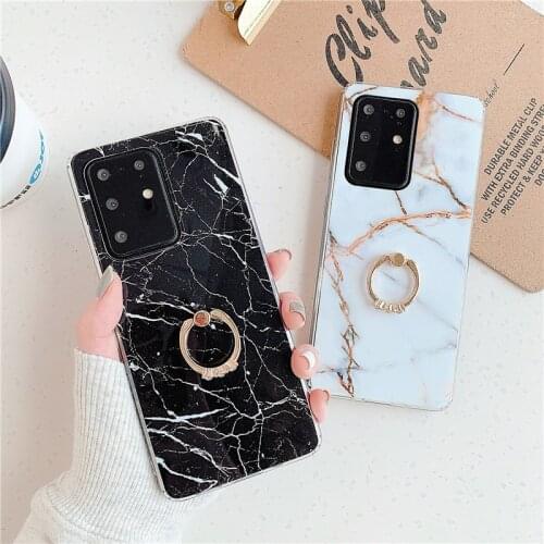 A51 A71 marble case for Samsung Galaxy S20 Ultra A 50 30 20 10 S 70 A7 A6 2018 S10 S9 S8 Plus S7 Note 8 9 10 ring holder cover