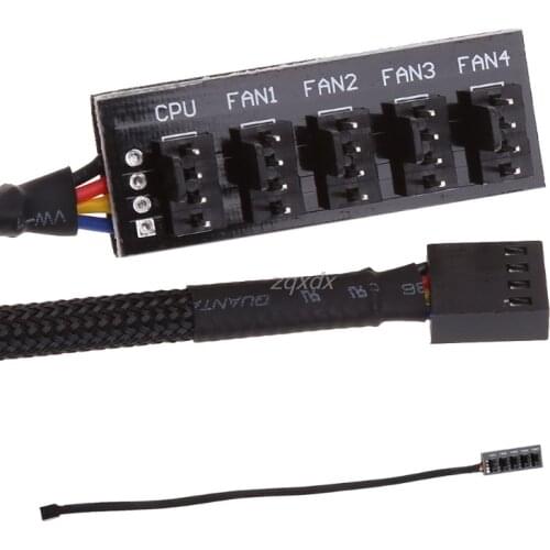 Black 1 To 5 4-Pin TX4 PWM CPU Cooling Fan/Case Splitter Adapter Power Cable Hub Splitter Adapter 39.5cm Z07 Drop Ship
