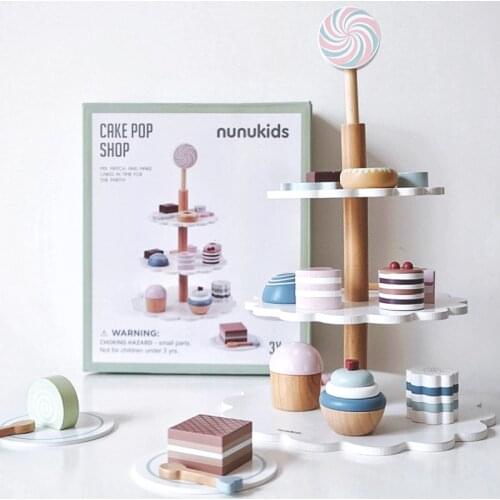 Montessori Wooden Pretend Play Sets Simulation Cake Ice Cream Kit Game Wood Toys Early Educational Toys Kitchen Role Kids Gifts